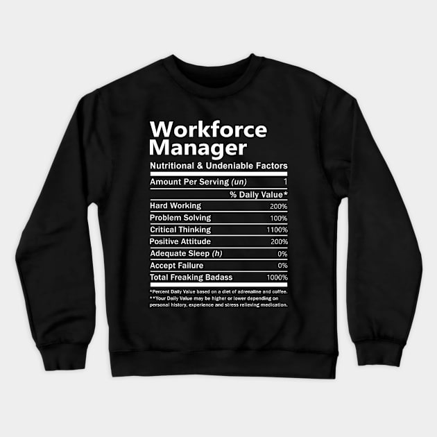 Workforce Manager T Shirt - Nutritional and Undeniable Factors Gift Item Tee Crewneck Sweatshirt by Ryalgi